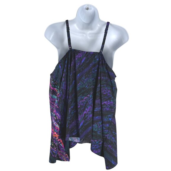 Miraclesuit Peephole Tankini Swim Top Mood‎ Ring Size 16 Printed NWT SW-2088 - Picture 4 of 11